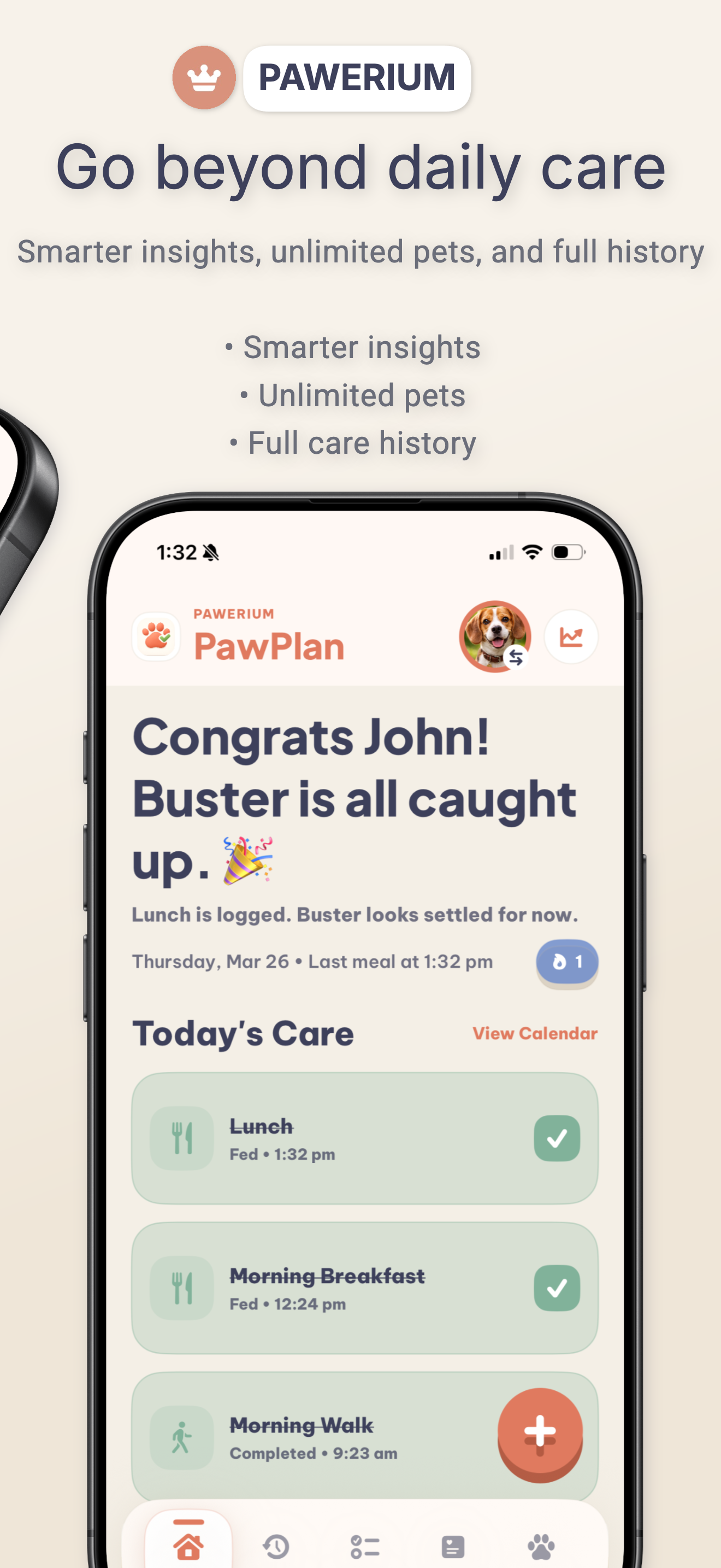 PawPlan Pawerium premium screen showing expanded features.